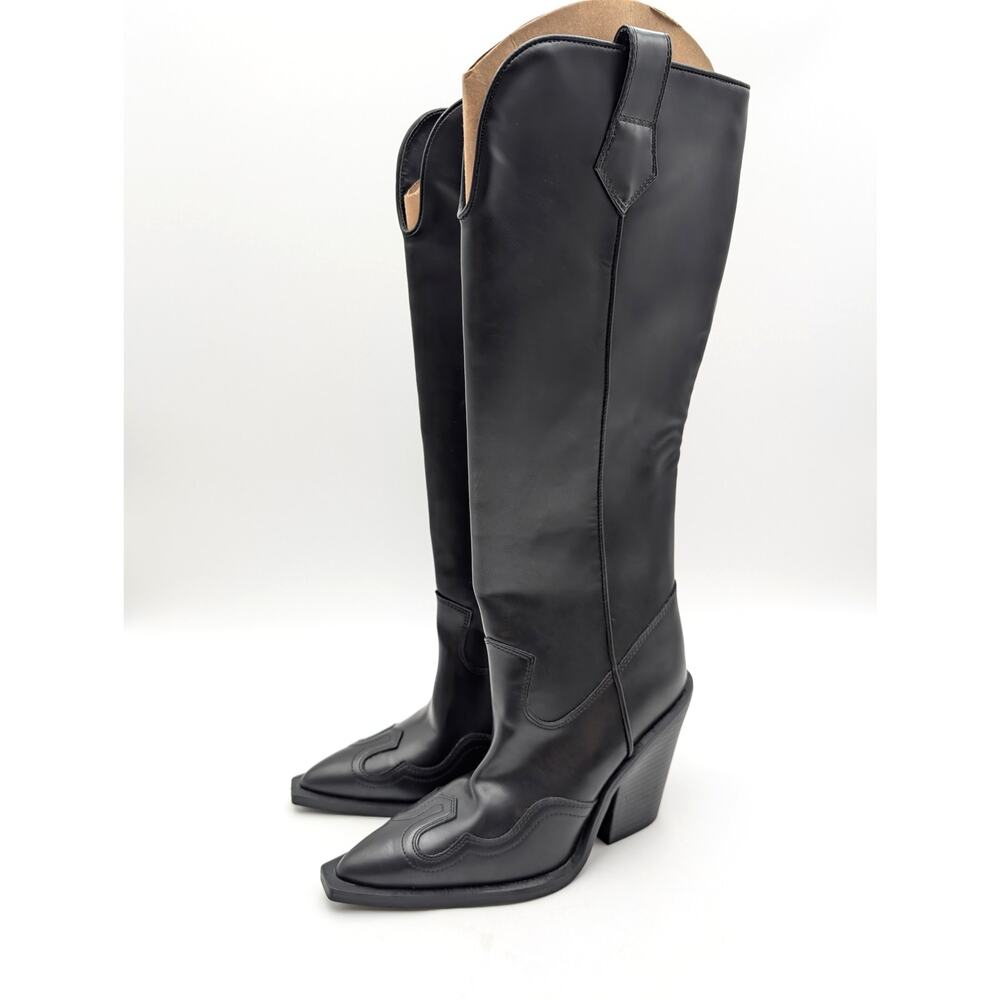 Abound Britta Knee High Western Boots Side Zip Women's Black Size US5.5M EU36